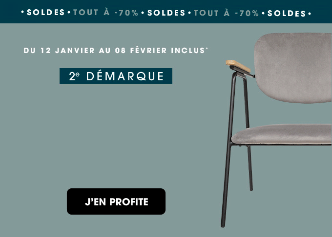 DU 12 JANVIER AU 08 FÉVRIER INCLUS* 2e DÉMARQUE SOLDES - 70% J'EN PROFITE